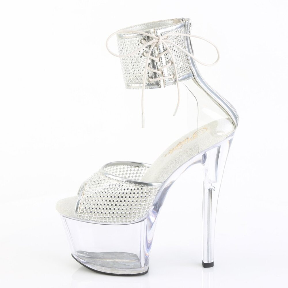 Clear Rhinestone Platform Heels: Dazzling 7" Stiletto Sandals